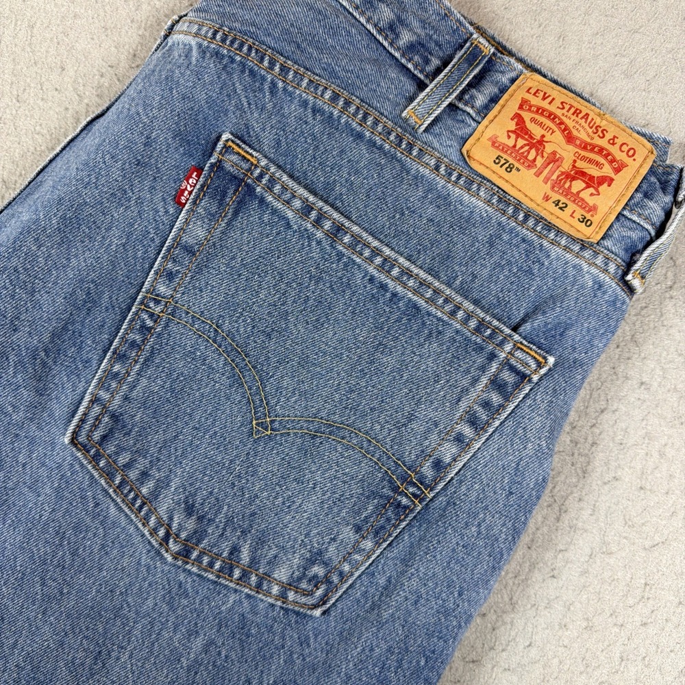 Levis 578 Baggy Jeans Mens 42x30 Medium Wash Blue Denim Skater Relaxed